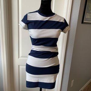Navy and White Striped Bodycon Dress